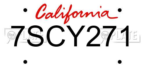 7SCY271 California License Plate
