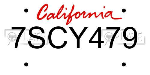 7SCY479 California License Plate