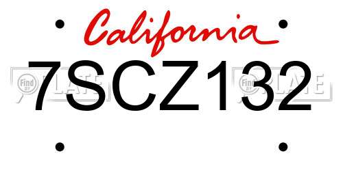 7SCZ132 California License Plate