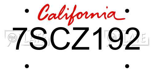 7SCZ192 California License Plate