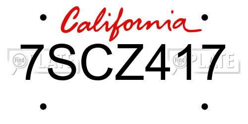 7SCZ417 California License Plate