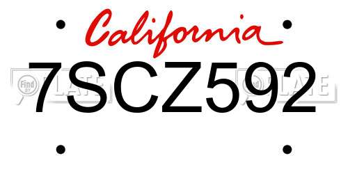 7SCZ592 California License Plate