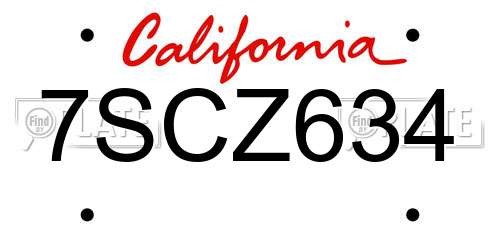 7SCZ634 California License Plate