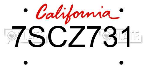 7SCZ731 California License Plate