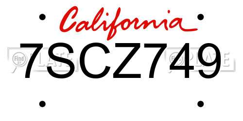 7SCZ749 California License Plate