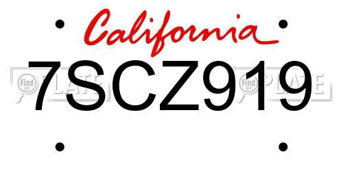 7SCZ919 California License Plate