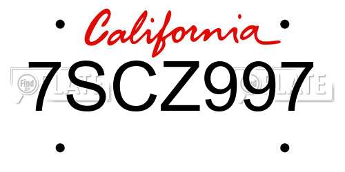 7SCZ997 California License Plate