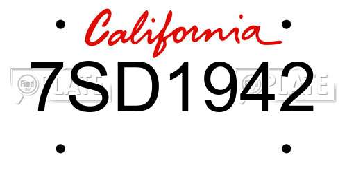 7SD1942 California License Plate