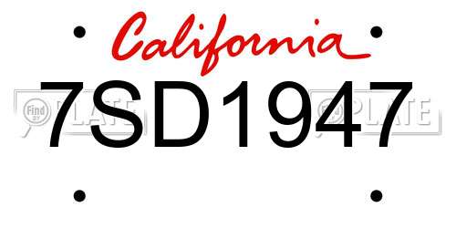 7SD1947 California License Plate