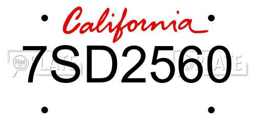 7SD2560 California License Plate