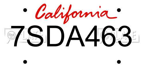 7SDA463 California License Plate