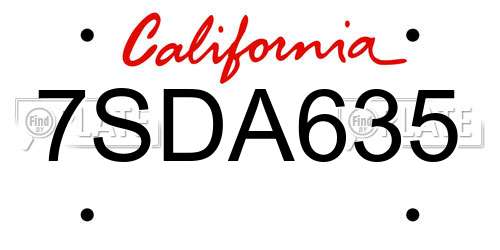 7SDA635 California License Plate