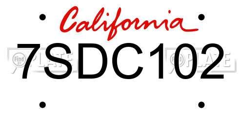 7SDC102 California License Plate