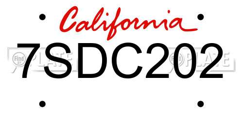 7SDC202 California License Plate