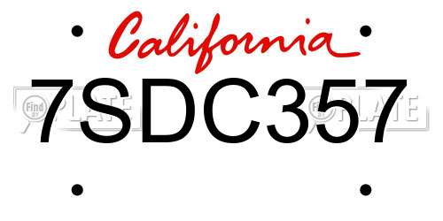 7SDC357 California License Plate