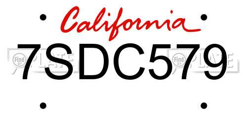 7SDC579 California License Plate