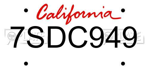 7SDC949 California License Plate
