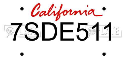 7SDE511 California License Plate