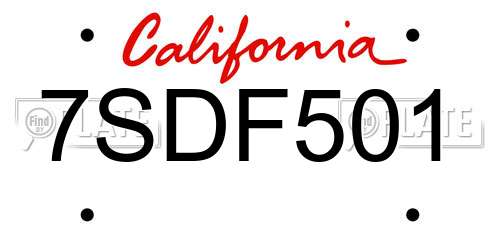 7SDF501 California License Plate