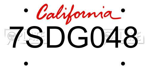 7SDG048 California License Plate