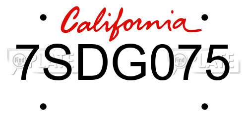 7SDG075 California License Plate