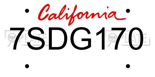 7SDG170 California License Plate