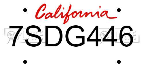 7SDG446 California License Plate