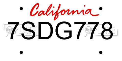 7SDG778 California License Plate