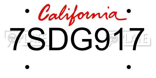 7SDG917 California License Plate