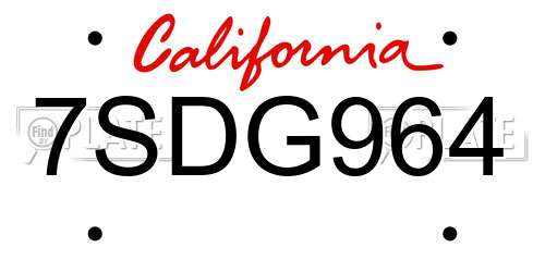 7SDG964 California License Plate