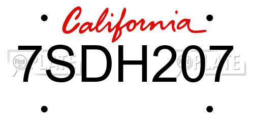7SDH207 California License Plate