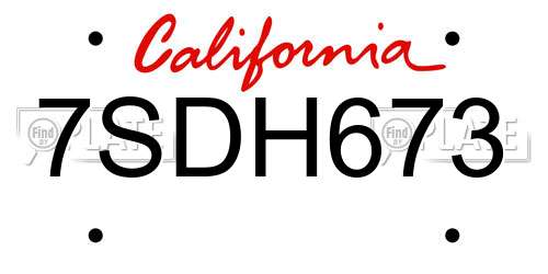 7SDH673 California License Plate