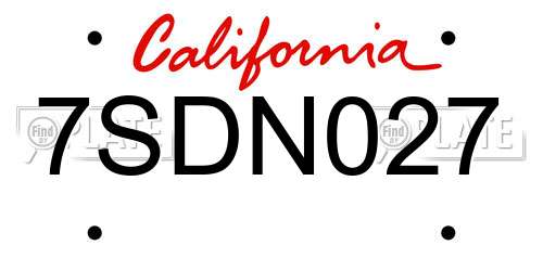 7SDN027 California License Plate