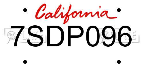 7SDP096 California License Plate