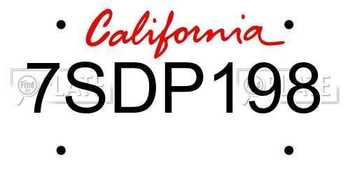 7SDP198 California License Plate