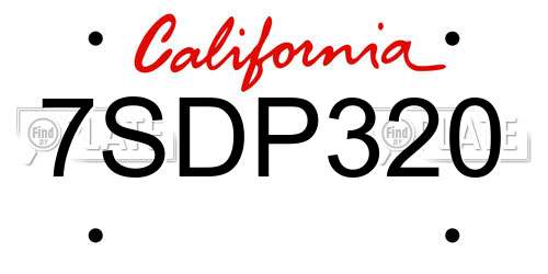 7SDP320 California License Plate