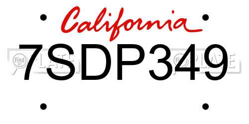 7SDP349 California License Plate