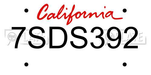 7SDS392 California License Plate