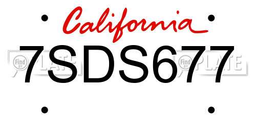 7SDS677 California License Plate