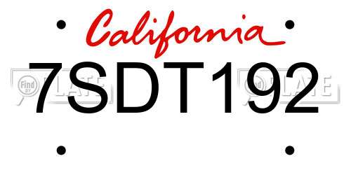 7SDT192 California License Plate
