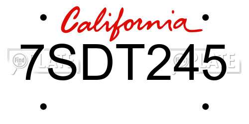 7SDT245 California License Plate