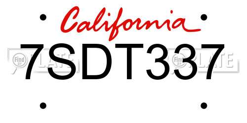7SDT337 California License Plate