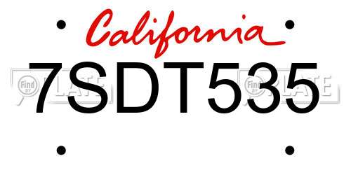 7SDT535 California License Plate
