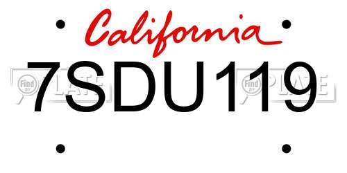 7SDU119 California License Plate
