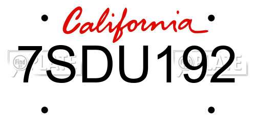 7SDU192 California License Plate