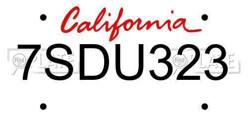 7SDU323 California License Plate