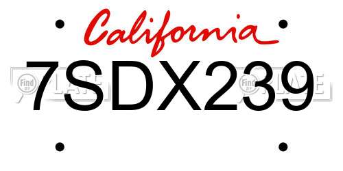 7SDX239 California License Plate