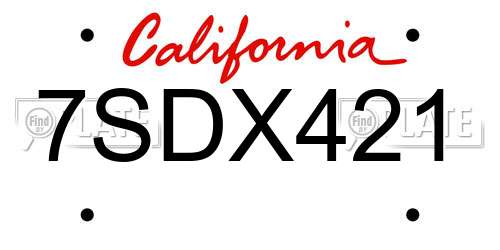 7SDX421 California License Plate