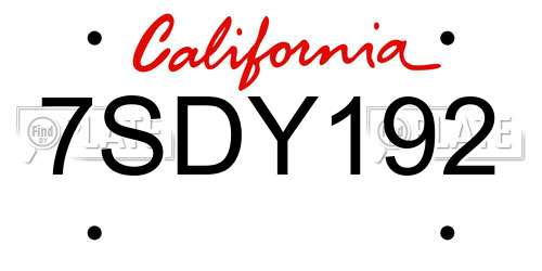 7SDY192 California License Plate