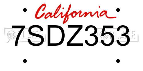7SDZ353 California License Plate